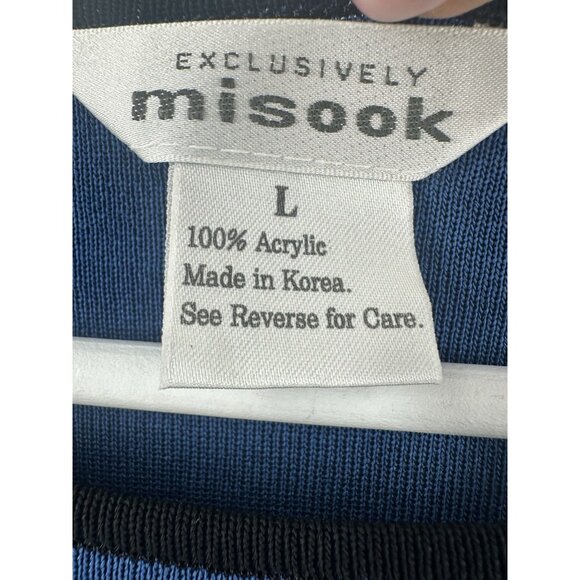 Misook Tunic Blue Striped Sz Large Beautiful Acrylic Sweater Light AC25 - Picture 7 of 9